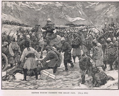 British Forces Crossing the Bolan Pass, Illustration from Cassell